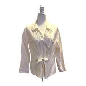 Nic + Zoe linen blend tie front blouse